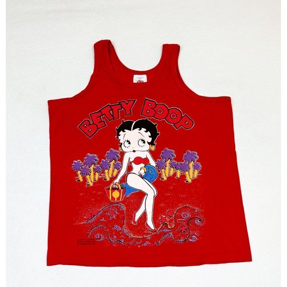 Vintage 1994 Betty Boop Tank Top Large Red Cartoon Single Stitch